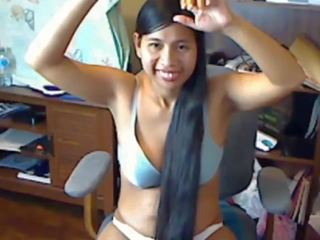 Agradável longo cabeludo asiática striptease e hairplay: hd adulto filme da